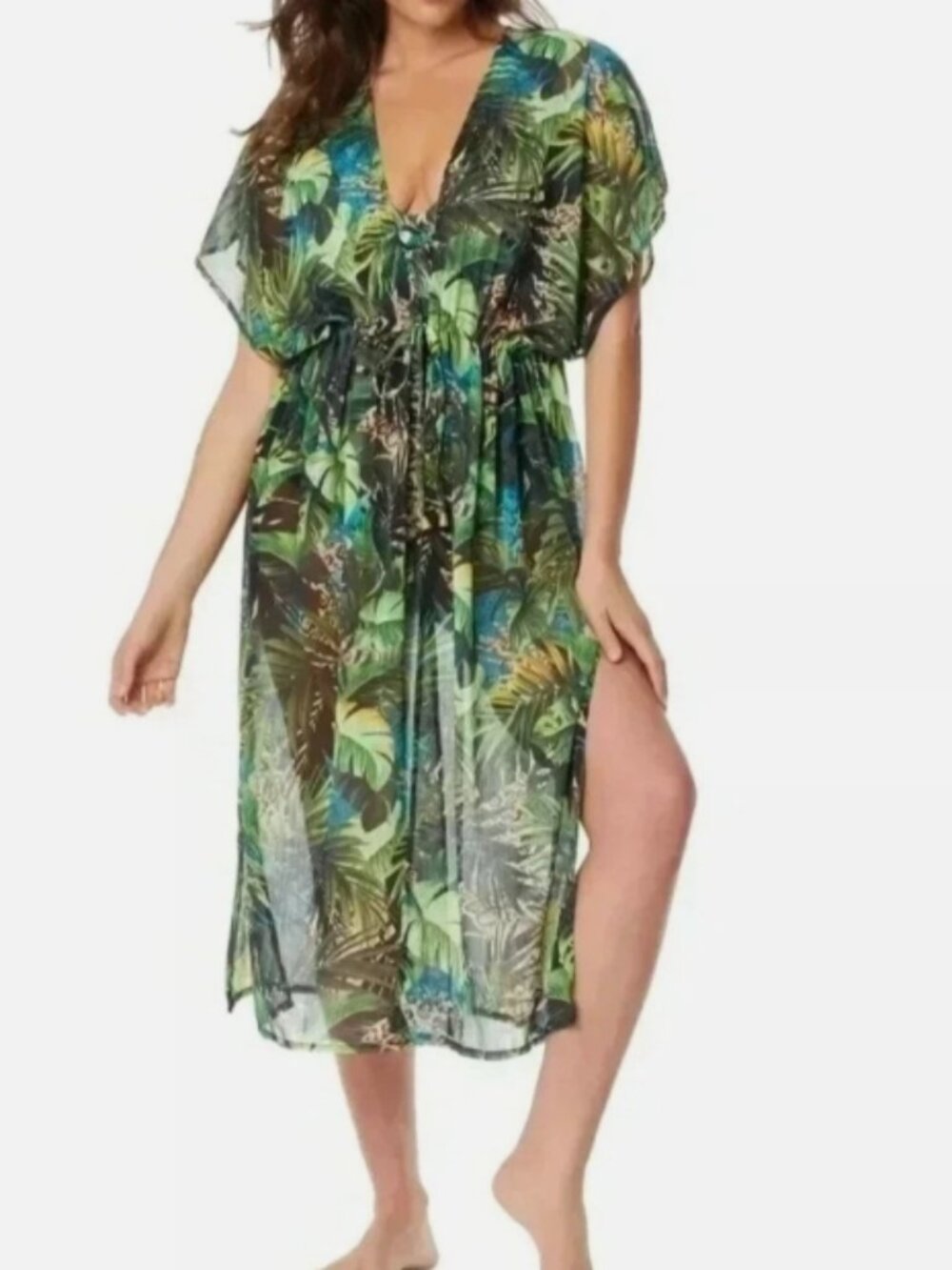 NWT! Beyond Control Multi Color Printed Soft Sculpting Swimsuit Cover Up NEW!